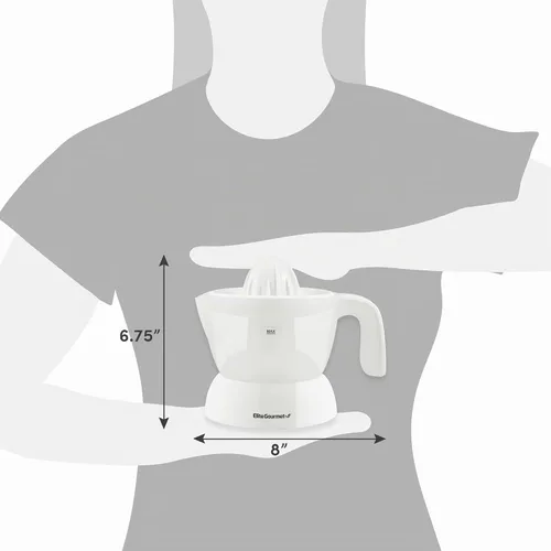 Vista 7 de Elite Gourmet ETS-411 Exprimidor eléctrico de cítricos, compacto, 30 vatios, 16 onzas, color blanco BPA-Free build with large-volume pulp control