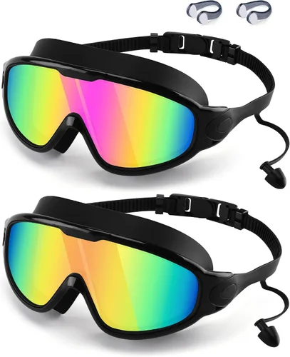 Vista 8 de WIN.MAX Paquete de 2 gafas de natación antiniebla, anti rayos UV, visión transparente para hombres, mujeres, niños y niñas, gafas de natación