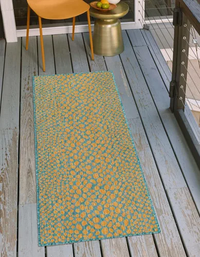 Vista 41 de Unique Loom Outdoor Collection Alfombra de área - Ciudad del Cabo (2' 2' x 3' 1' Rectángulo, Azul/Oliva)
