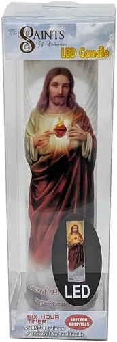 Vista 3 de Vela LED de oración de devoción sin llama Sagrado Corazón de Jesús