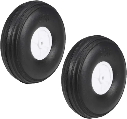 Vista 6 de uxcell Juegos de neumáticos y ruedas para avión RC, neumático de esponja de PU con cubo de plástico, 1.25 "2 piezas