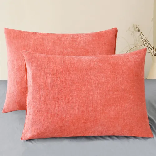 Vista 44 de CaliTime - Paquete de 2 fundas de almohada acogedoras para sofá, decoración del hogar, felpilla suave teñida sólida, 16 x 16 pulgadas, marrón Marrón