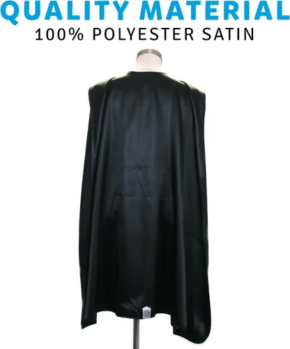 Vista 3 de Everfan Capa de superhéroe para adultos, capas de superhéroe para adultos, capa de satén para disfraz Negro