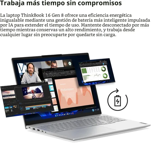 Vista 8 de Lenovo ThinkBook - Laptop empresarial de 16 Gen 8, pantalla WUXGA IPS de 16 pulgadas, Intel Core Ultra 7 255H, RAM DDR5 de 32 GB, SSD PCIe de 2 TB