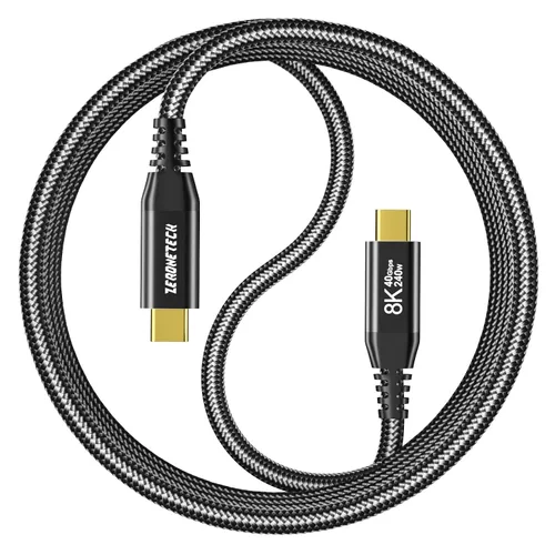 Vista 26 de ZeroneTeck Cable USB C de 40Gbps para Thunderbolt 4 de 0.5 pies, 6 pulgadas, transferencia de datos de 40Gbps, [8K@60Hz/Dual 4K@60Hz] Cable corto