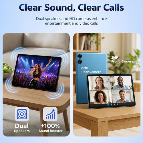 Vista 7 de SVITOO Android Tablet 10 Inch, 20GB RAM 128GB ROM Expandable WiFi 6 Blue Android 16 Tablet, 10 Inch Tablet Octa-Core, HD IPS Display, 1TB