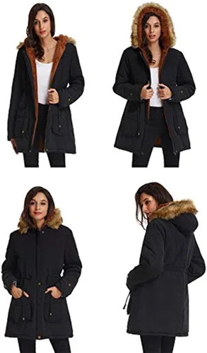 Vista 6 de GRACE KARIN Abrigos largos con capucha estilo parka para mujer con forro de polar grueso para invierno