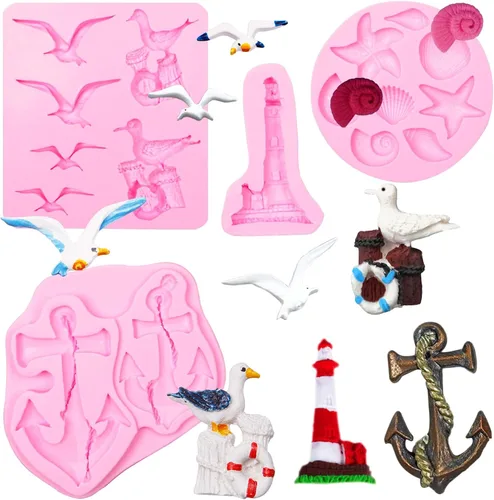 Vista 10 de Moldes de silicona de arcilla de sirena, 4 paquetes de diferentes temas de baile, moldes de chocolate de sirena para galletas, decoración