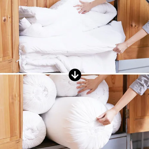 Vista 6 de Roll&Stack - Organizador de bolsas de almacenamiento, S (20 L) x 2, rosa, perfecto para edredones, mantas, ropa de cama, ropa voluminosa y chaquetas
