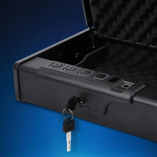 Vista 5 de Towallmark Caja fuerte para armas, caja fuerte biométrica para pistolas, tres maneras de acceso rápido para pistola de huellas dactilares segura