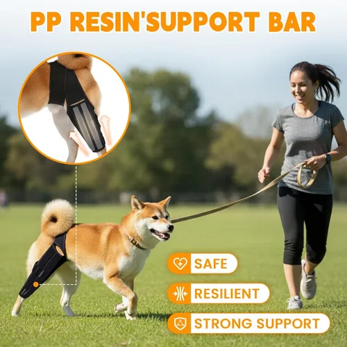 Vista 3 de Dog Knee Brace for Hind Leg – Adjustable Rear Leg Support with 2 PP Resin Bars, Helps Torn ACL, Ligament Injuries, Luxating Patella & Hip Dysplasia