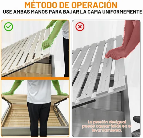 Vista 5 de BEAMNOVA Mecanismo de elevación de cama de 4.6 pies, capacidad de carga de 286-353 libras, juego de resortes de gas de elevación, resistente