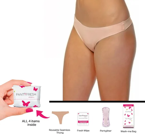 Vista 2 de El kit de higiene esencial 4 en 1 incluye ropa interior sin costuras, toallitas frescas y forro de bragas – Kit de aseo de viaje para accidentes
