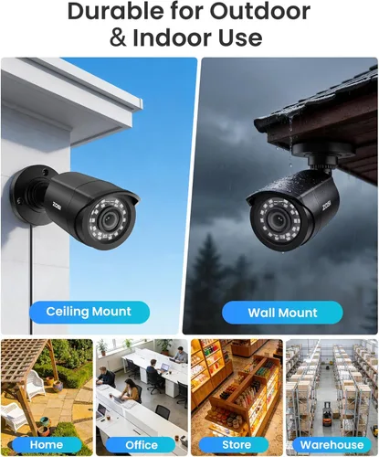 Vista 4 de ZOSI - Sistema de cámara de seguridad 3K Lite para interiores y exteriores, detección AI de personas/vehículos, visión nocturna, acceso remoto, 4