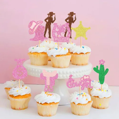 Vista 5 de Ercadio Paquete de 32 adornos para cupcakes Derby Cowboy Cowboy Cowgirl Cupcake Picks Ecuestre Derby Carreras de Caballos Cupcake Toppers Derby Tema