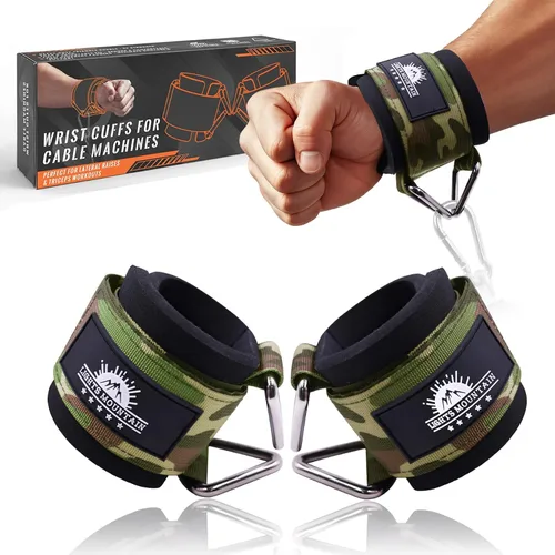 Vista 11 de Puños ajustables para muñeca de neopreno con correas acolchadas para equipos de entrenamiento de fuerza con máquinas de cable