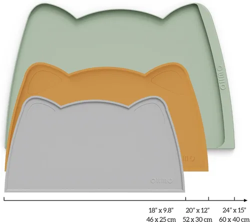 Vista 2 de OHMO - Tapete de silicona para comida para gatos, tapete de alimentación de mascotas para el piso, antideslizante e impermeable, bandeja para agua