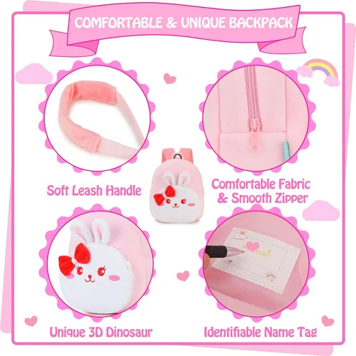 Vista 4 de Mochila pequeña de felpa con correa para el pecho para niños pequeños y niñas con correa para el pecho