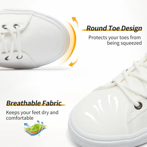 Vista 2 de ZGR Zapatos de lona para hombre, color blanco y negro, con cordones, zapatos casuales de moda para hombres