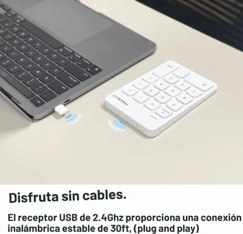 Vista 3 de Macally Teclado numérico inalámbrico USB C Teclado numérico para Mac MacBook iMac Inalámbrico de 10 teclas para computadora portátil