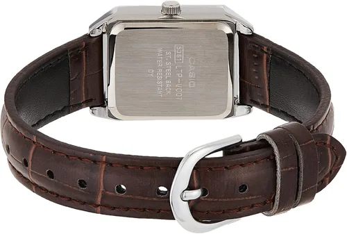 Vista 3 de Casio LTP-V007L-7B2 - Reloj de vestir rectangular de cuero para mujer esfera romana blanca Movimiento de cuarzo