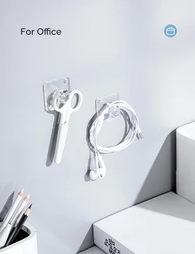 Vista 3 de Zreal Ganchos de pared adhesivos acrílicos de diamante, paquete de 12 pequeños ganchos decorativos transparentes para llaves, joyas, toallas, cocina
