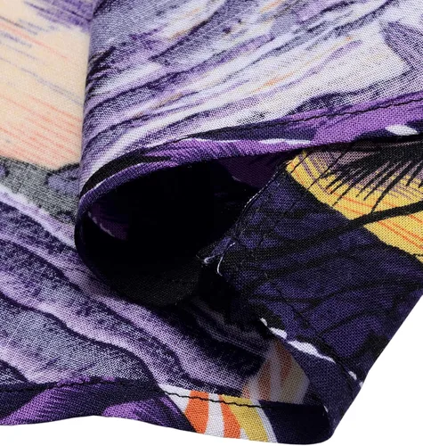 Vista 6 de Alimens & Gentle Camisa hawaiana casual de manga corta de algodón de ajuste regular para hombre