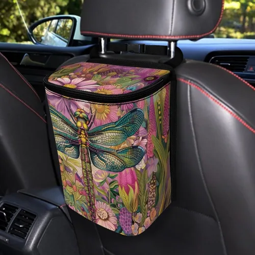 Vista 34 de Talayituse Cubo de basura portátil con estampado de camuflaje de bandera estadounidense, accesorios interiores de vehículos multifuncionales