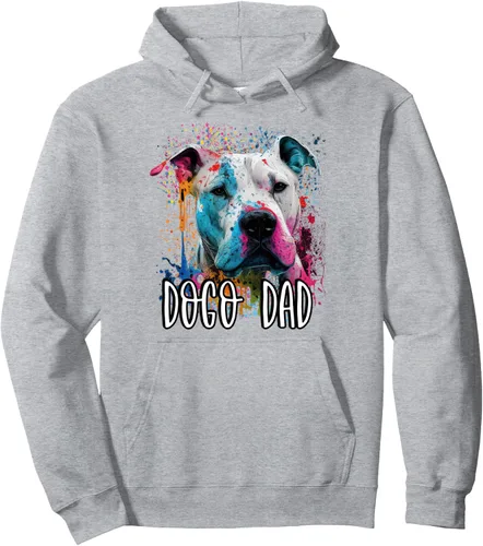 Vista 3 de Colorido Splash Art Dogo Argentino Dad Retrato Cachorro Sudadera Con Capucha, Negro