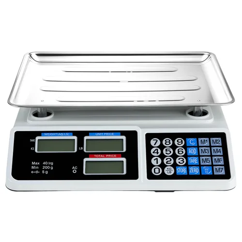 Vista 2 de QWORK Báscula digital grande de cocina 88LB/88.2 lbs, pantalla LCD de escala de computación de precio electrónico, escala de delicatessen digital