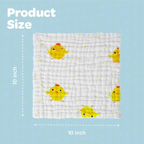Vista 6 de Toallitas de muselina para bebé, toallitas para recién nacidos, paquete de 7 con patrón de animales, toallas absorbentes para baño y cara