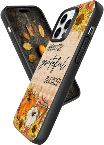 Vista 3 de Thankful Grateful Blessed Pumpkin Sunflower Maple Leaves Funda de teléfono para iPhone 16 15 14 13 12 11 Pro Max Galaxy S25 S24 S23 S22 S21 FE Note