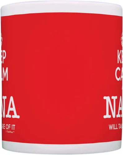 Vista 4 de Taza de té o café para regalo de cumpleaños con texto "Keep Calm and Nana Will Take Care of It", Rojo