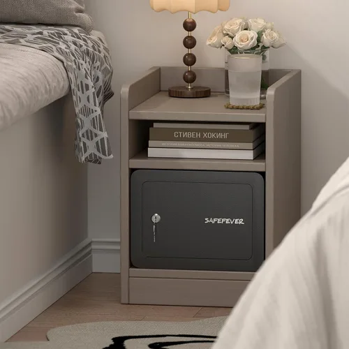 Vista 6 de Caja fuerte pequeña, mini caja de seguridad con cerradura de llave, caja fuerte de pared cúbica de 0.23 para joyas en efectivo, cajas fuertes
