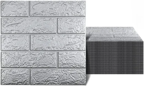Vista 24 de 10 paneles de pared 3D negros, cobertura de 14.5 pies cuadrados, adhesivo imprimible con paneles de pared de espuma de polietileno autoadhesivos