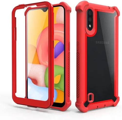 Vista 6 de Asuwish Funda de teléfono para Samsung Galaxy A01, resistente a prueba de golpes, a prueba de caídas, cuerpo completo, resistente, híbrida, móvil