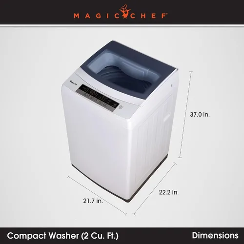 Vista 4 de Lavadora de carga superior portátil compacta de 2.0 pies cúbicos en color blanco