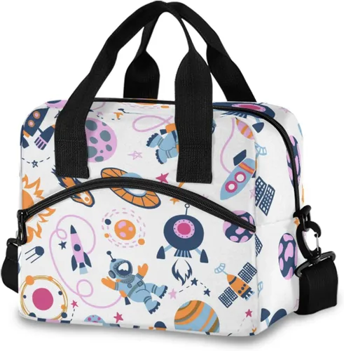 Vista 11 de Bolsas de almuerzo coloridas de conciencia sobre el autismo para mujeres y hombres, lonchera aislada reutilizable, correas de hombro ajustables