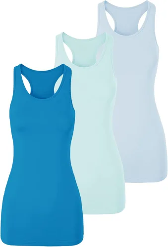 Vista 17 de TAIPOVE Camisetas largas sin mangas para mujer de algodón para capas con espalda cruzada extra largas para ropa deportiva, paquete de 3