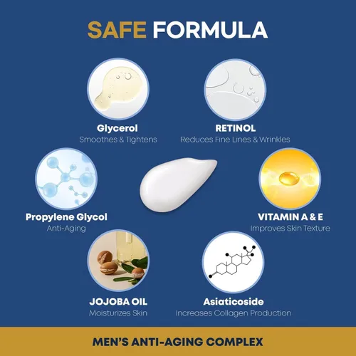 Vista 3 de Crema facial 6 en 1 para hombres: Humectante facial 6 en 1 para hombres, crema facial para hombres antienvejecimiento - Tratamiento para bolsas
