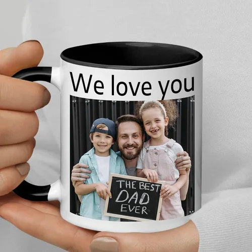 Vista 8 de OELTTG Tazas de café novedosas, taza personalizada con nombre y logotipo de texto fotográfico, taza personalizada de 11 onzas en ambos lados