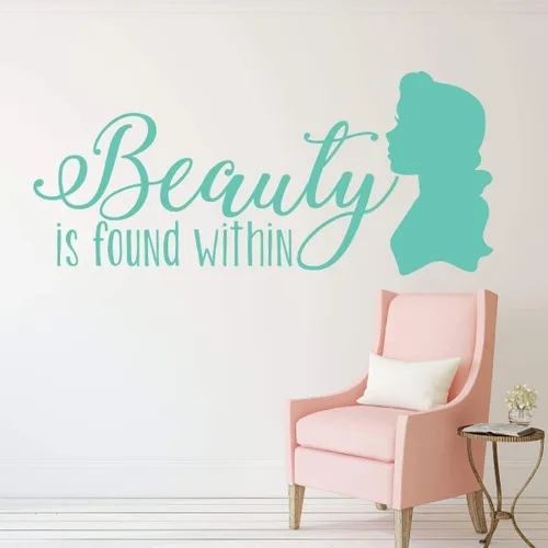 Vista 7 de Beauty and the Beast Decoration - Beauty is Found Within Quote from Belle - Children and Teen Home Decor for Bedroom, Girl's Room, Nursery, Bathroom