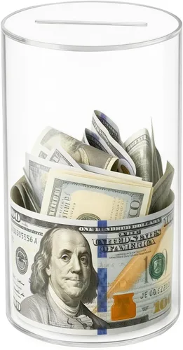 Vista 13 de Alcancía transparente para adultos/niños, caja de dinero de acrílico que no se puede abrir para ahorrar dinero en efectivo y monedas, debe romperse