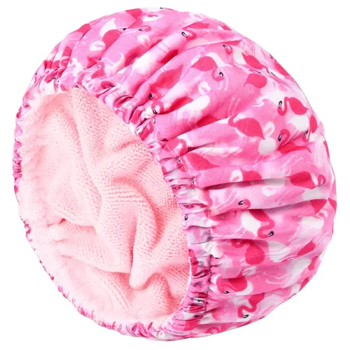 Vista 19 de Gorro de ducha para mujer, gorro de baño negro, reversible, grande, impermeable, ajustable, forro de rizo y banda elástica, dobladillo elástico