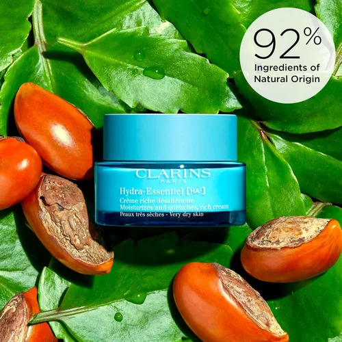Vista 6 de Clarins Hydra-Essentiel Crema Rica Hidratante Intensamente Hidratante 60 Segundos para Piel Rellena* Nutritiva, suaviza y suaviza Ácido