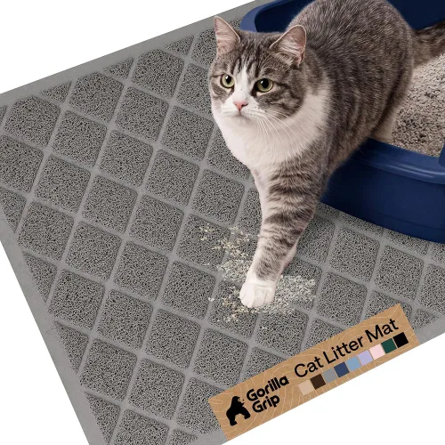 Vista 40 de GORILLA GRIP Tapete para caja de arena para gatos, resistente al agua, respaldo texturizado, fácil de limpiar, menos residuos y suelos limpios, 17 x
