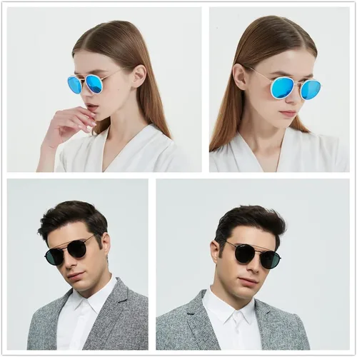 Vista 3 de CONRAD RONTGEN - Lentes de sol redondos retro para mujeres y hombres, doble puente con protección UV400