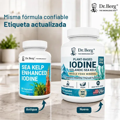 Vista 2 de Dr. Berg Yodo a base de plantas de algas marinas islandesas Sin OMG 90 Sin Algas Rojas