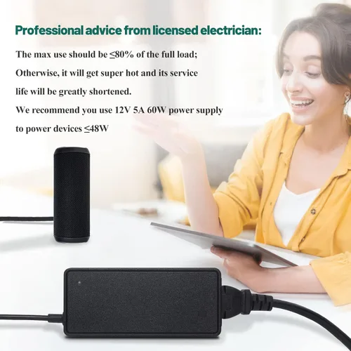 Vista 7 de Fuente de alimentación de 12V 5A 5Amp 60W Adaptador universal AC/DC, 100 ~ 240V CA a CC 12 voltios 5A 4A 3A 2A 1A Convertidor, punta 5.5X 0.098 in