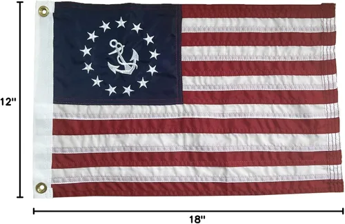 Vista 7 de Homissor Bandera de barco de bandera de yate de Estados Unidos, 12 x 18 pulgadas, banderas náuticas bordadas con ancla y estrellas de alta